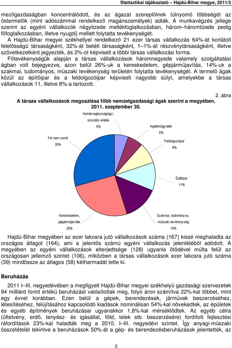 A Hajdú-Bihar megyei székhellyel rendelkező 21 ezer társas vállalkozás 64%-át korlátolt felelősségű társaságként, 32%-át betéti társaságként, 1 1%-át részvénytársaságként, illetve szövetkezetként