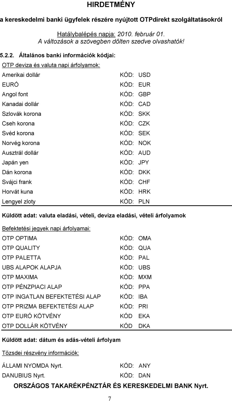 valuta eladási, vételi, deviza eladási, vételi árfolyamok Befektetési jegyek napi árfolyamai: OTP OPTIMA KÓD: OMA OTP QUALITY KÓD: QUA OTP PALETTA KÓD: PAL UBS ALAPOK ALAPJA KÓD: UBS OTP MAXIMA KÓD: