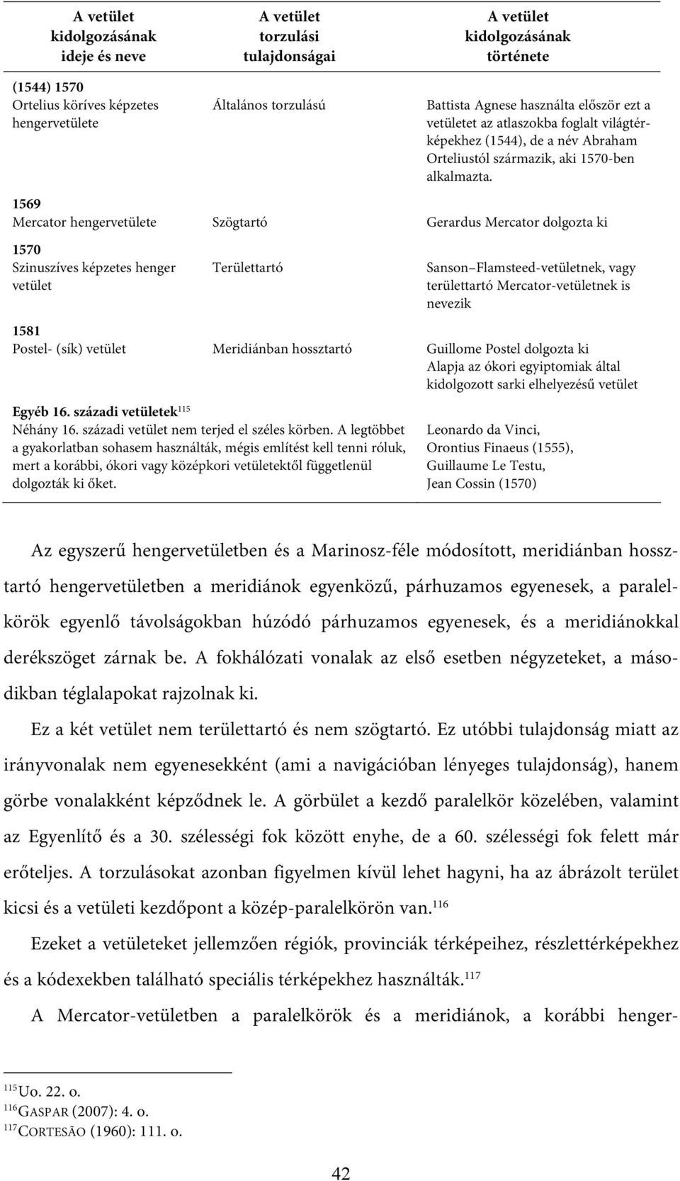 1569 Mercator hengervetülete Szögtartó Gerardus Mercator dolgozta ki 1570 Szinuszíves képzetes henger vetület Területtartó Sanson Flamsteed-vetületnek, vagy területtartó Mercator-vetületnek is
