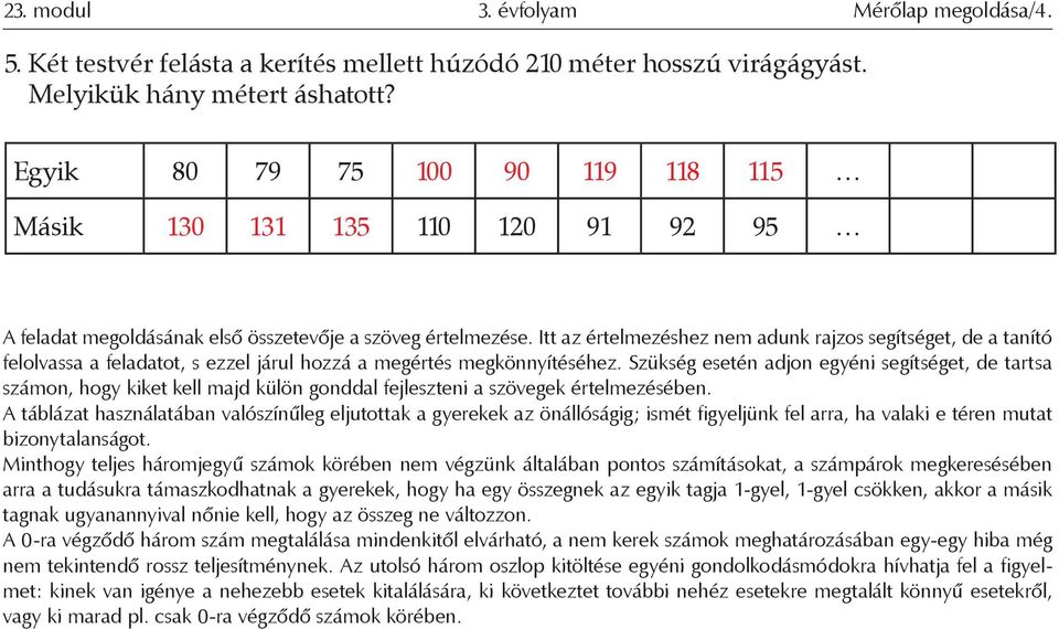 Itt az értelmezhez nem adunk rajzos segítséget, de a tanító felolvassa a feladatot, s ezzel járul hozzá a megért megkönnyítéhez.