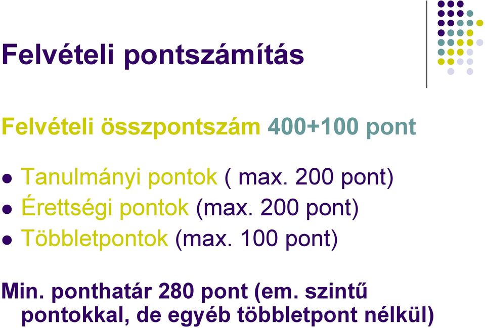 200 pont) Érettségi pontok (max.