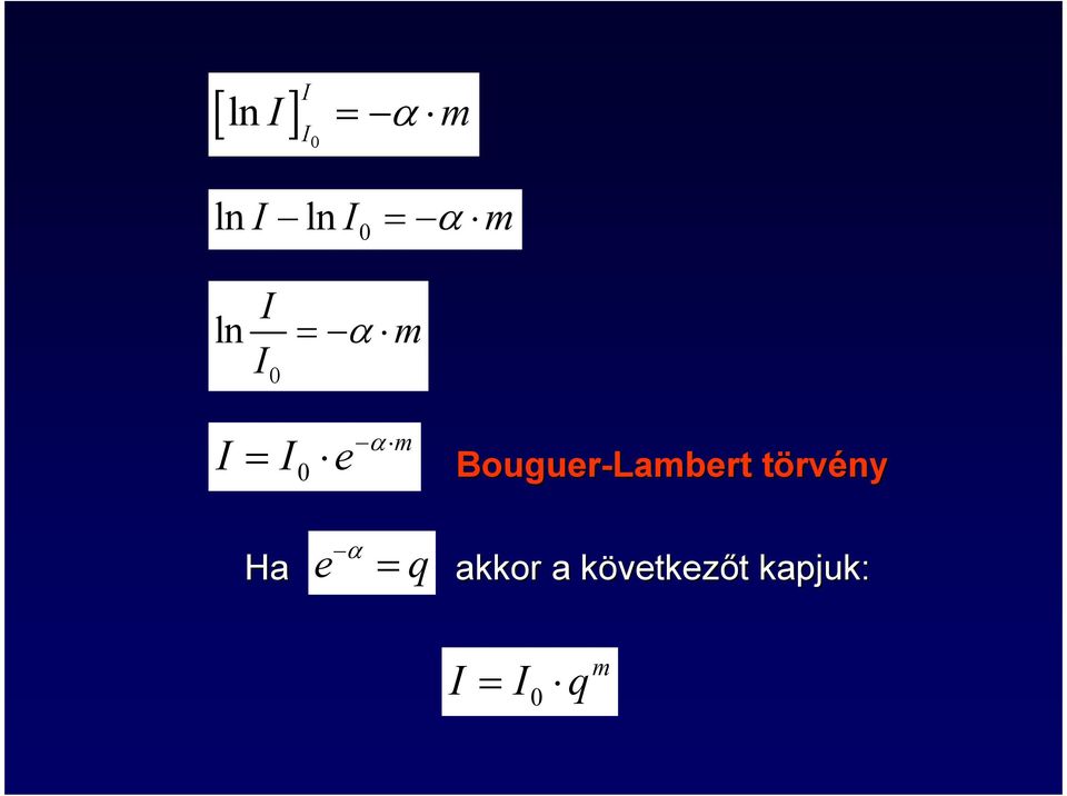 Bouguer-Lambert törvény α e = q Ha