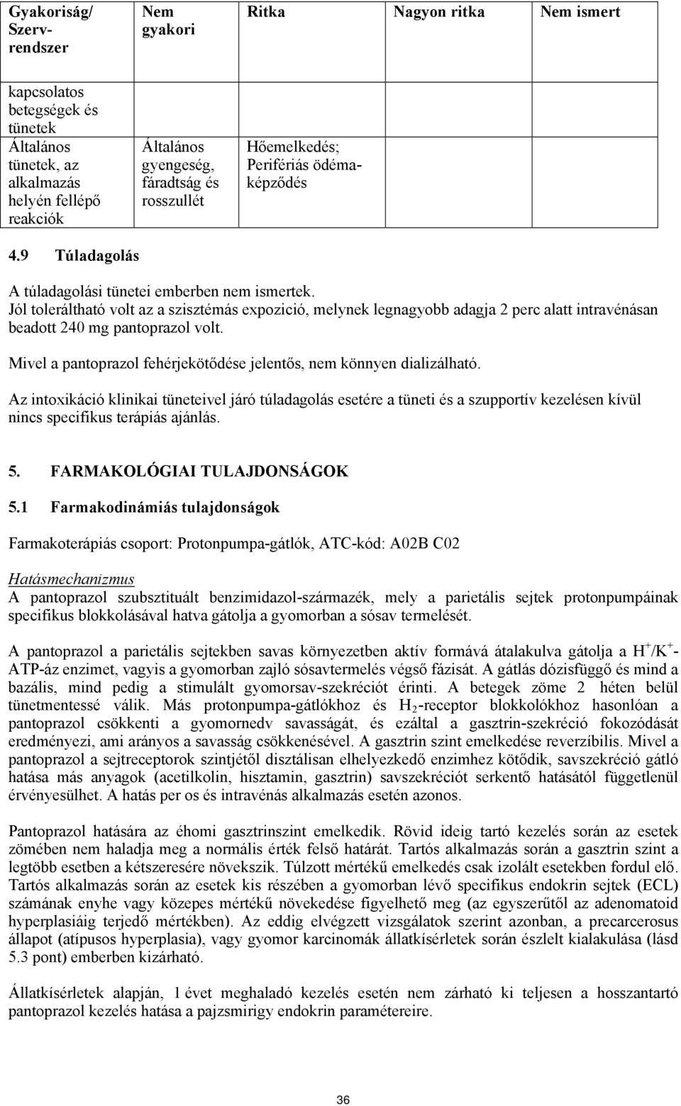 Jól toleráltható volt az a szisztémás expozició, melynek legnagyobb adagja 2 perc alatt intravénásan beadott 240 mg pantoprazol volt.