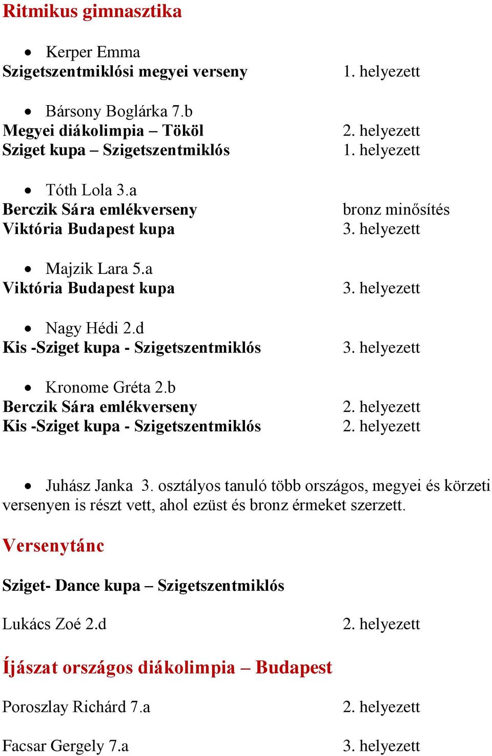b Berczik Sára emlékverseny Kis -Sziget kupa - Szigetszentmiklós bronz minősítés Juhász Janka 3.