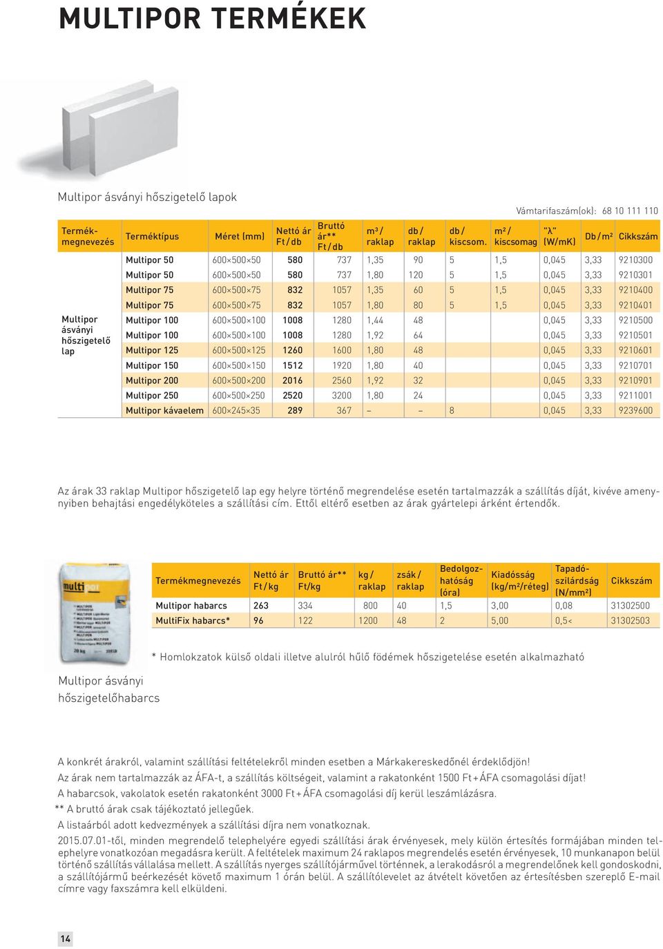 Multipor 75 600 500 75 832 1057 1,35 60 5 1,5 0,045 3,33 9210400 Multipor 75 600 500 75 832 1057 1,80 80 5 1,5 0,045 3,33 9210401 Multipor 100 600 500 100 1008 1280 1,44 48 0,045 3,33 9210500