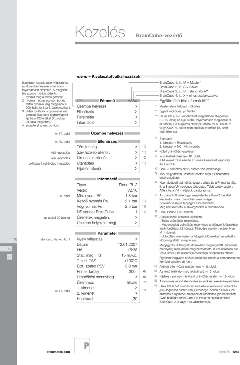 tartsa továbbra is nyomva az esc gombot és a scroll segítswégével írja be a 423 értéket (4x jobbra, 2x balra, 3x jobbra), 4. gedje el az esc gombot. 17. oldal 20.