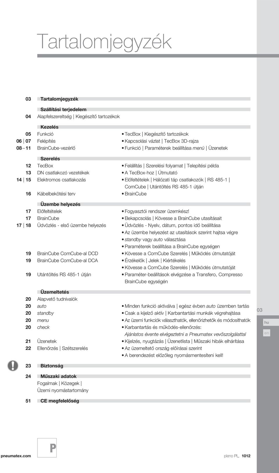 Előfeltételek Hálózati táp csatlakozók RS 485-1 ComCube Utántöltés RS 485-1 útján 16 Kábelbekötési terv raincube Üzembe helyezés 17 Előfeltételek Fogyasztói rdszer üzemkész!