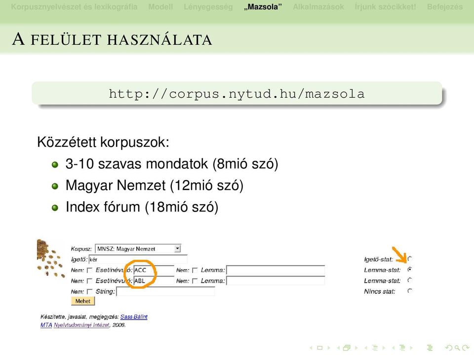 hu/mazsola Közzétett korpuszok: 3-10