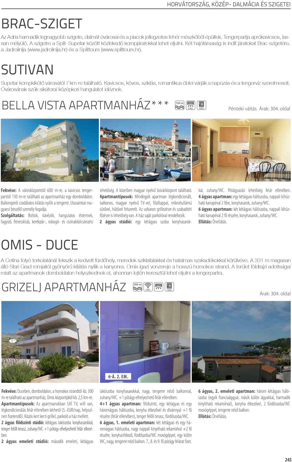 hr) és a Splittours (www.splittours.hr). SUTIVAN Supetar kompkikötő városától 7 km-re található. Kavicsos, köves, sziklás, romantikus öblei várják a napozás és a tengervíz szerelmeseit.