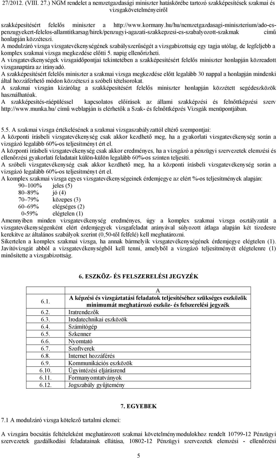 A modulzáró vizsga vizsgatevékenységének szabályszerűségét a vizsgabizottság egy tagja utólag, de legfeljebb a komplex szakmai vizsga megkezdése előtti 5. napig ellenőrizheti.