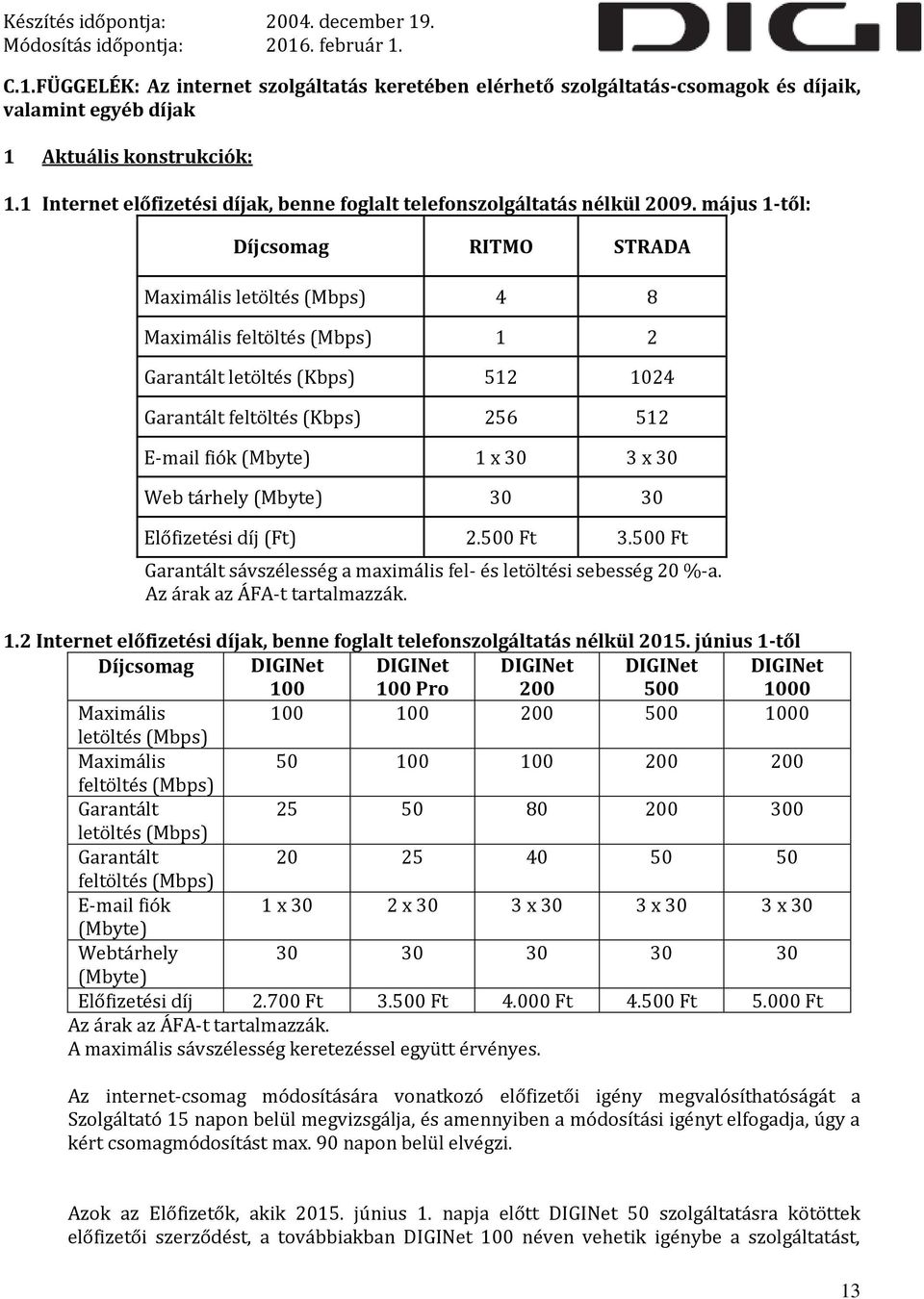 május 1-től: Díjcsomag RITMO STRADA Maximális letöltés (Mbps) 4 8 Maximális feltöltés (Mbps) 1 2 Garantált letöltés (Kbps) 512 1024 Garantált feltöltés (Kbps) 256 512 E-mail fiók (Mbyte) 1 x 30 3 x