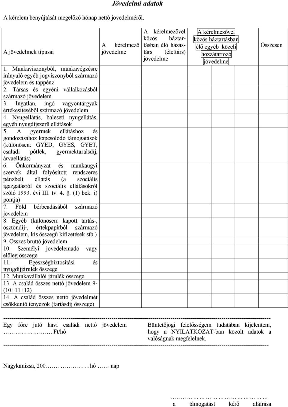 A gyermek ellátáshoz és gondozásához kapcsolódó támogatások (különösen: GYED, GYES, GYET, családi pótlék, gyermektartásdíj, árvaellátás) 6.
