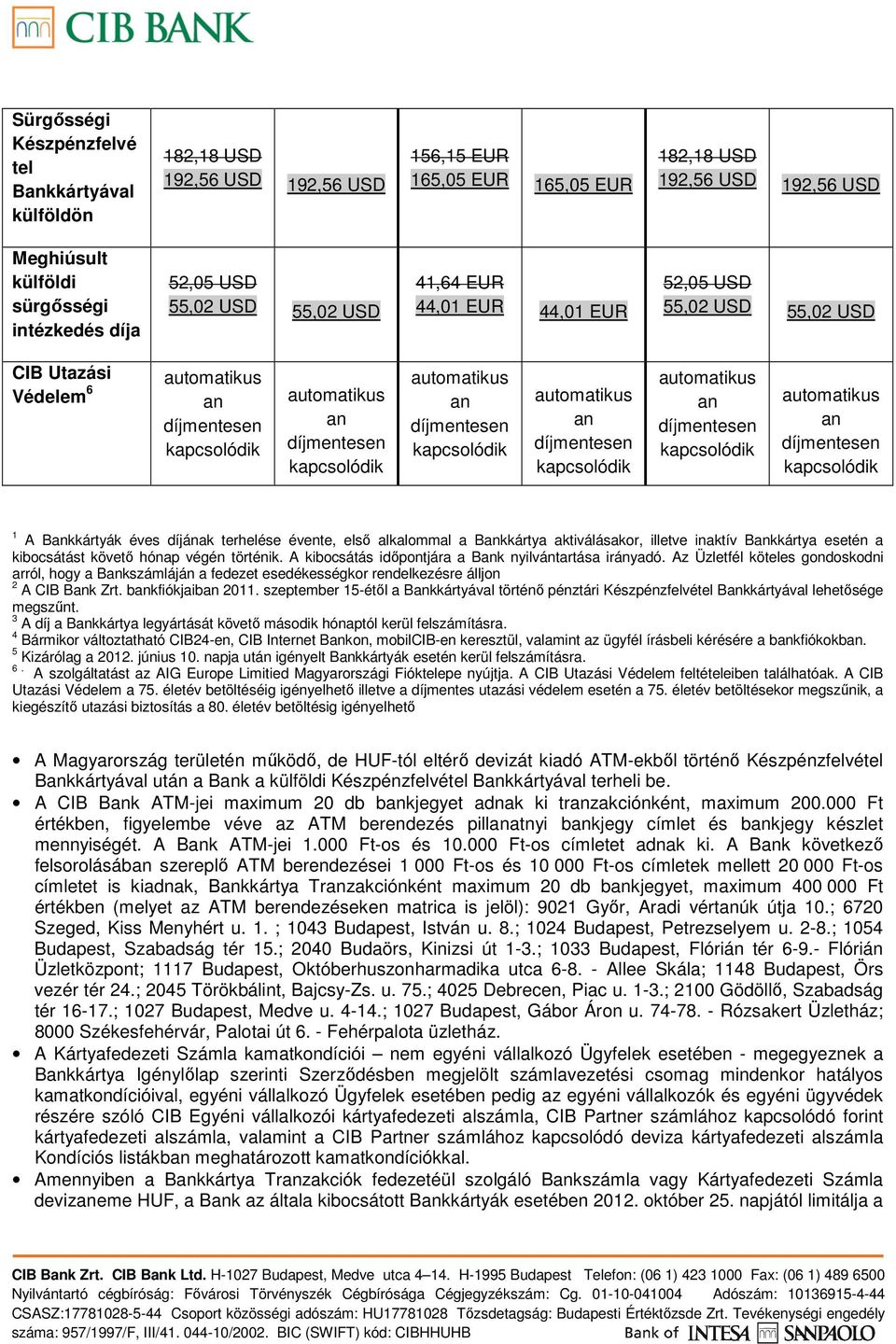 végé törtéik. A kibocsátás időpotjára a Bak yilvátartása iráyadó. Az Üzletfél köteles godoskodi arról, hogy a Bakszámlájá a fedezet esedékességkor redelkezésre álljo 2 A CIB Bak Zrt.