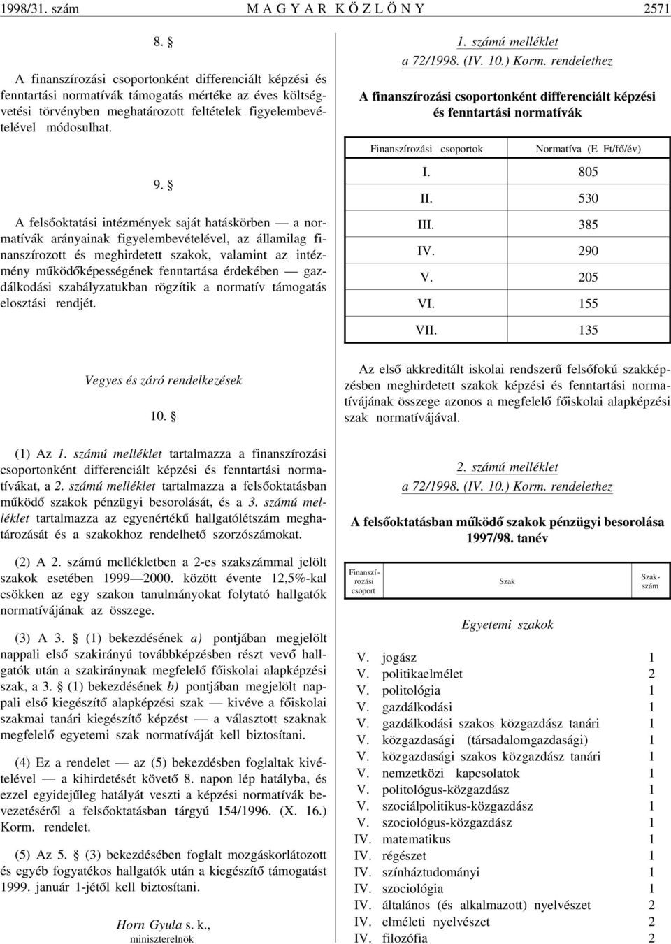 A fels óoktatási intézmények saját hatáskörben a normatívák arányainak figyelembevételével, az államilag finanszírozott és meghirdetett szakok, valamint az intézmény m úköd óképességének fenntartása