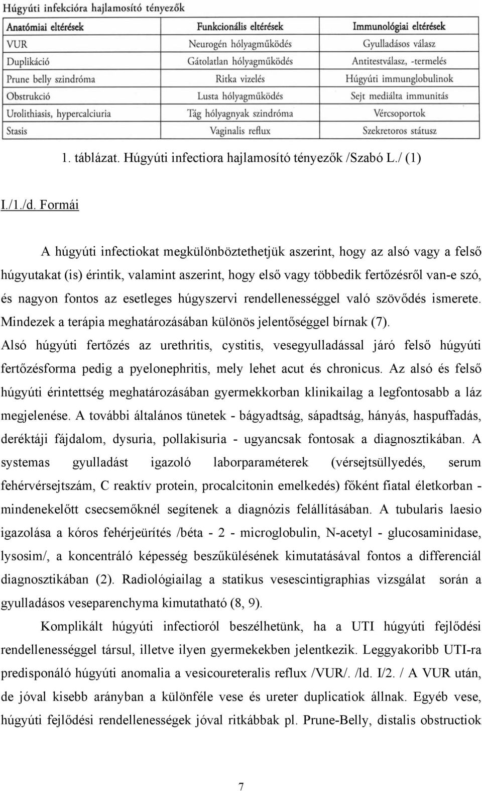esetleges húgyszervi rendellenességgel való szövődés ismerete. Mindezek a terápia meghatározásában különös jelentőséggel bírnak (7).