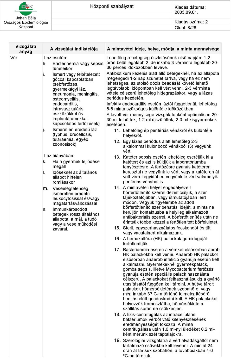 fertőzések) j. Ismeretlen eredetű láz (typhus, brucellosis, tularaemia, egyéb zoonosisok) Láz hiányában: k. Ha a gyermek fejlődése megáll l. Időseknél az általános állapot hirtelen romlásakor m.