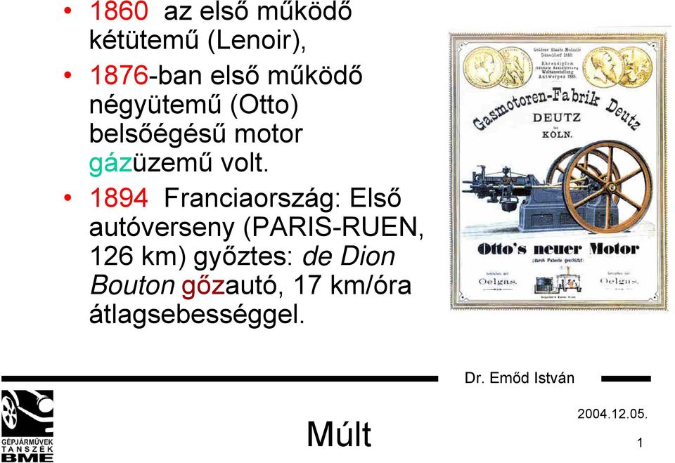 1894 Franciaország: Első autóverseny (PARIS-RUEN, 126 km)