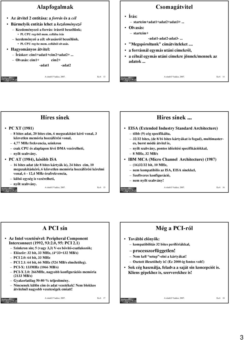.. Olvasás: cím1+ cím2+ -adat1 -adat2 Csomagátvitel Írás: startcím+adat1+adat2+adat3+... Olvasás: startcím+ -adat1-adat2-adat3-... "Megspóroltunk" címátviteleket.
