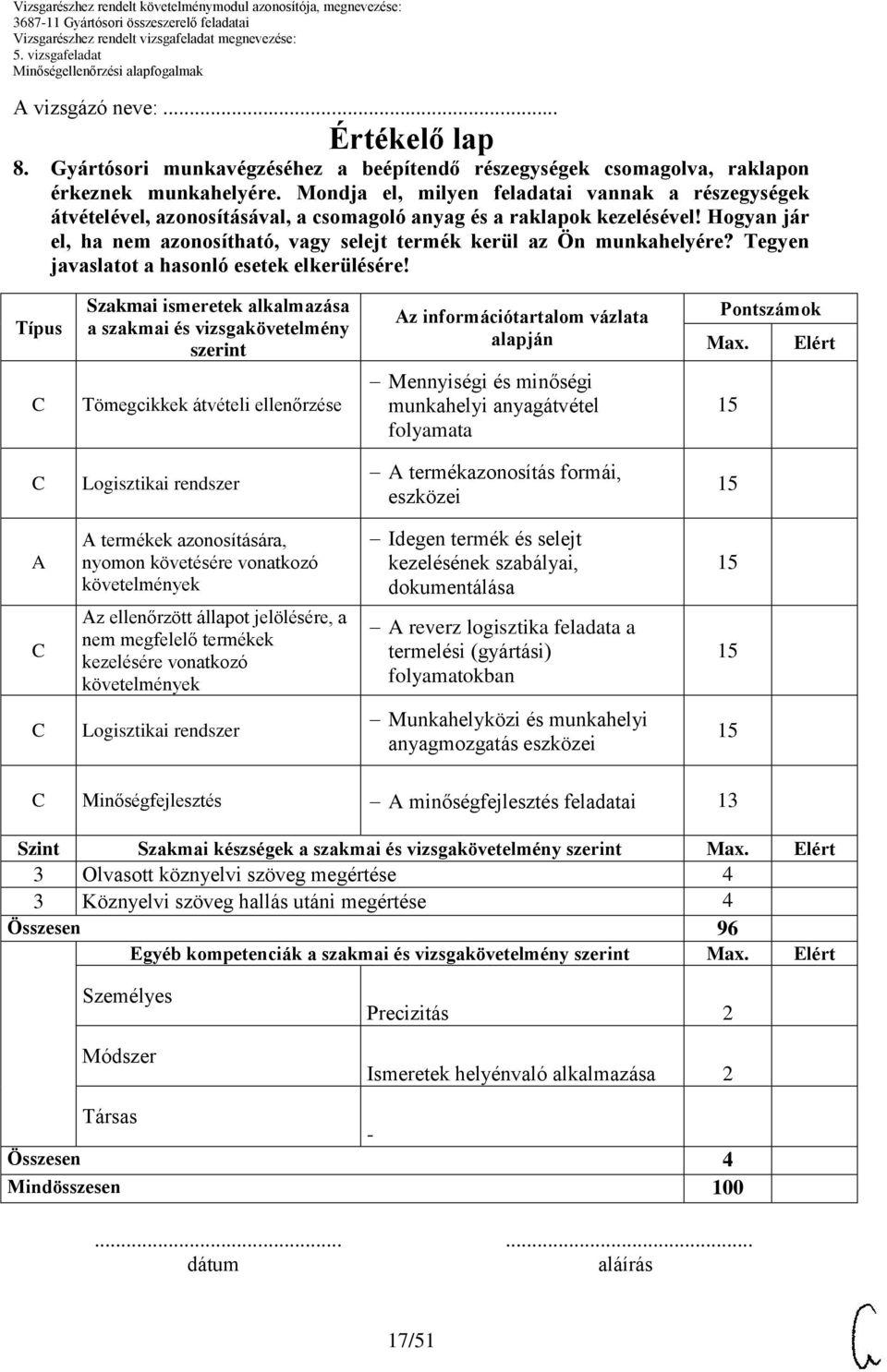 Hogyan jár el, ha nem azonosítható, vagy selejt termék kerül az Ön munkahelyére? Tegyen javaslatot a hasonló esetek elkerülésére!