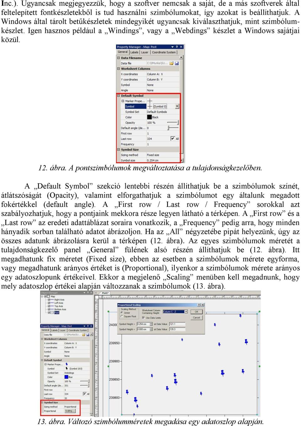A pontszimbólumok megváltoztatása a tulajdonságkezelőben.