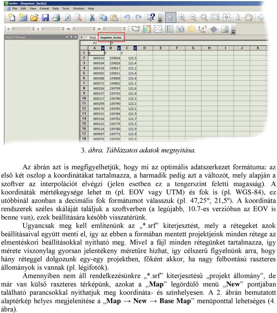 interpolációt elvégzi (jelen esetben ez a tengerszint feletti magasság). A koordináták mértékegysége lehet m (pl. EOV vagy UTM) és fok is (pl.