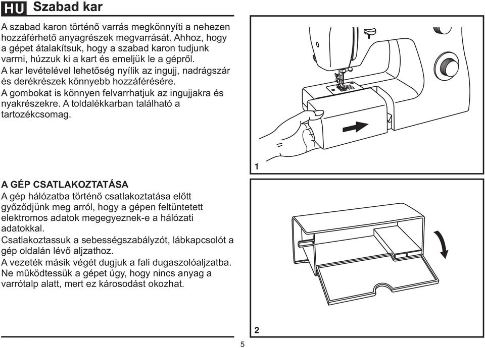 A toldalékkarban található a tartozékcsomag.