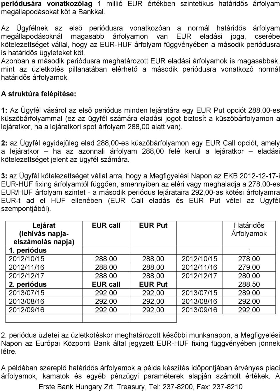 függvényében a második periódusra is határidős ügyleteket köt.
