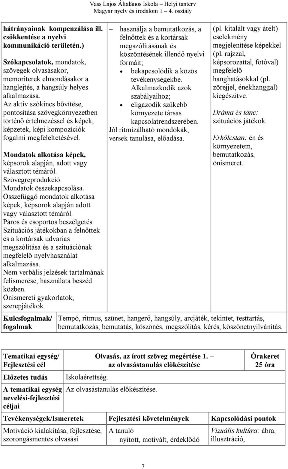 Mondatok alkotása képek, képsorok alapján, adott vagy választott témáról. Szövegreprodukció. Mondatok összekapcsolása.