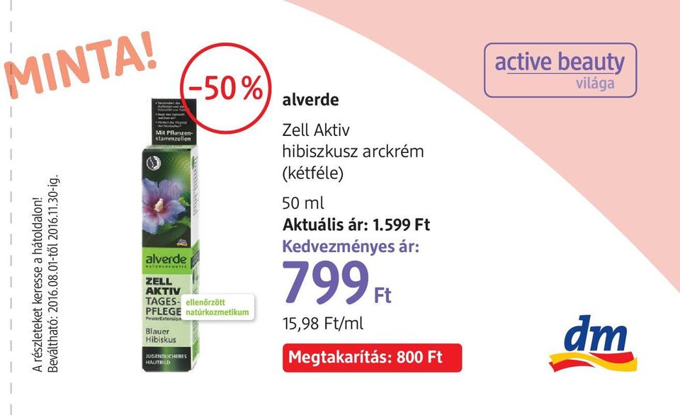 alverde Zell Aktiv hibiszkusz arckrém (kétféle) 50