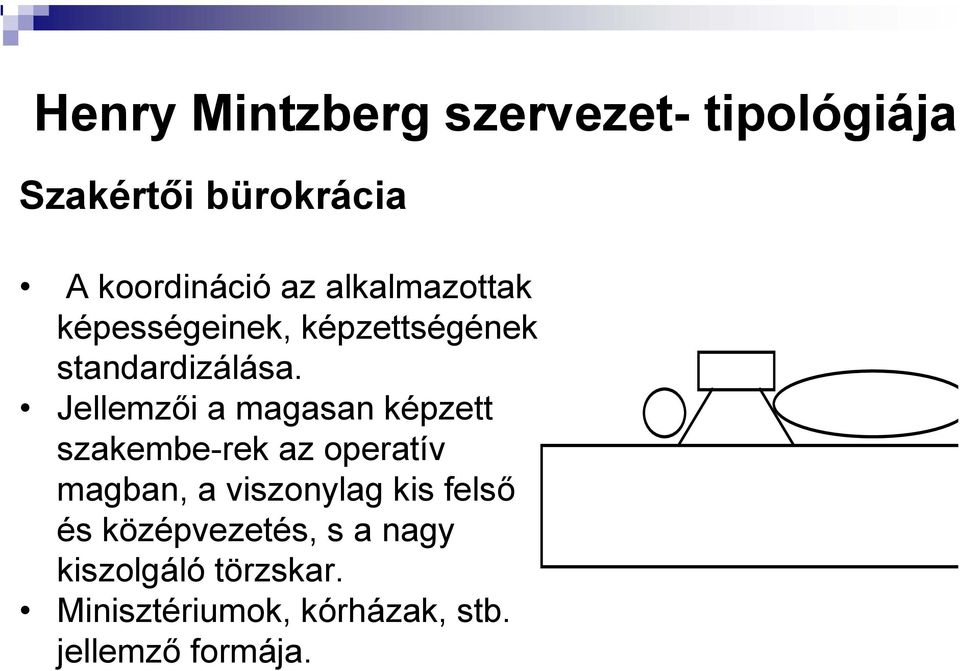 Jellemzői a magasan képzett szakembe-rek az operatív magban, a viszonylag kis