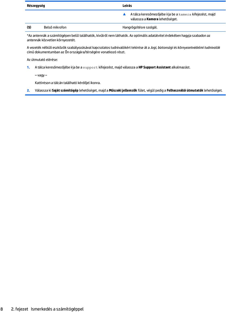 A vezeték nélküli eszközök szabályozásával kapcsolatos tudnivalókért tekintse át a Jogi, biztonsági és környezetvédelmi tudnivalók című dokumentumban az Ön országára/térségére vonatkozó részt.