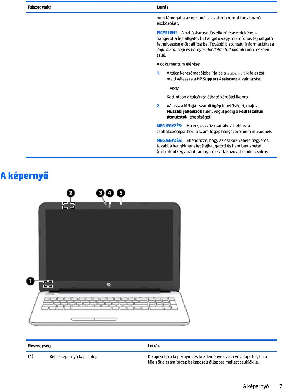 További biztonsági információkat a Jogi, biztonsági és környezetvédelmi tudnivalók című részben talál. A dokumentum elérése: 1.