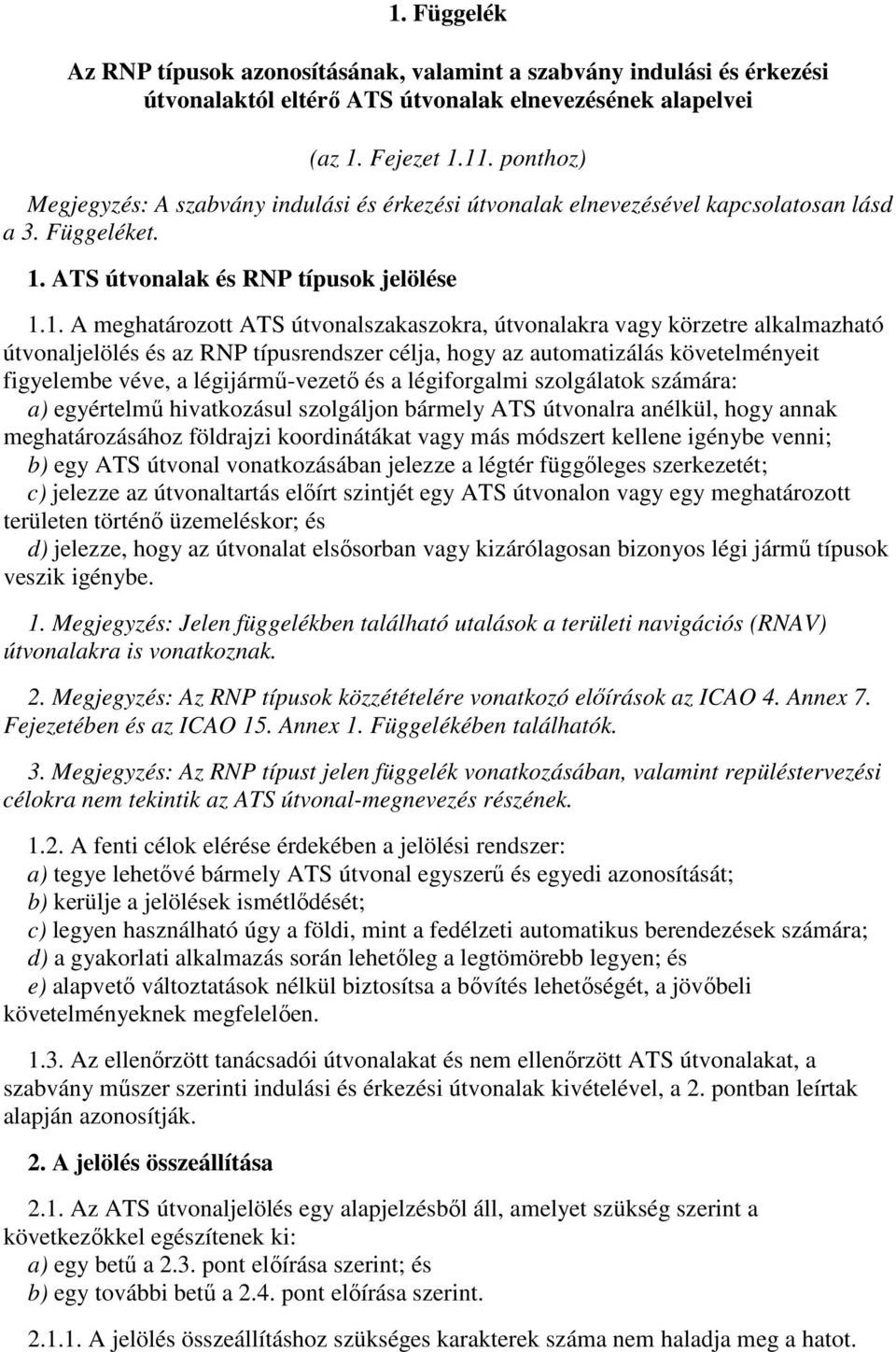 ATS útvonalak és RNP típusok jelölése 1.