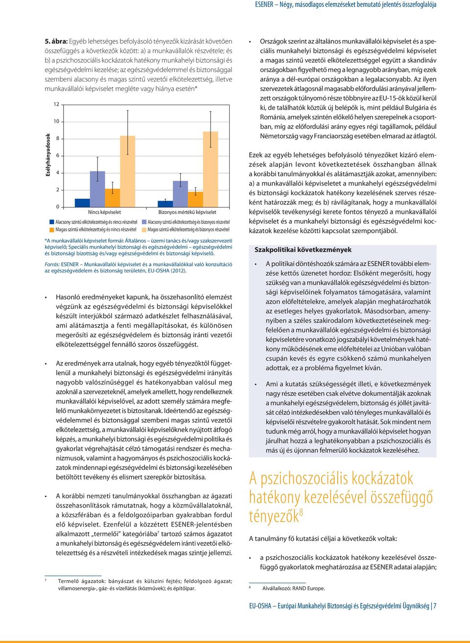 egészségvédelmi kezelése; az egészségvédelemmel és biztonsággal szembeni alacsony és magas szintű vezetői elkötelezettség, illetve munkavállalói képviselet megléte vagy hiánya esetén* Esélyhányadosok
