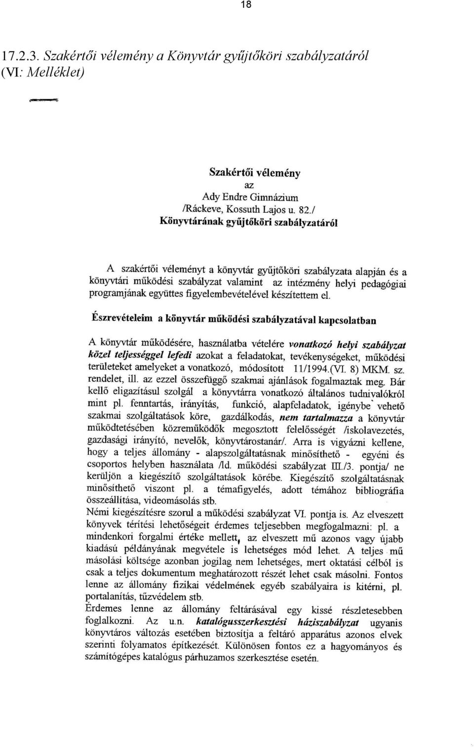Könyvtár gyűjtőköri