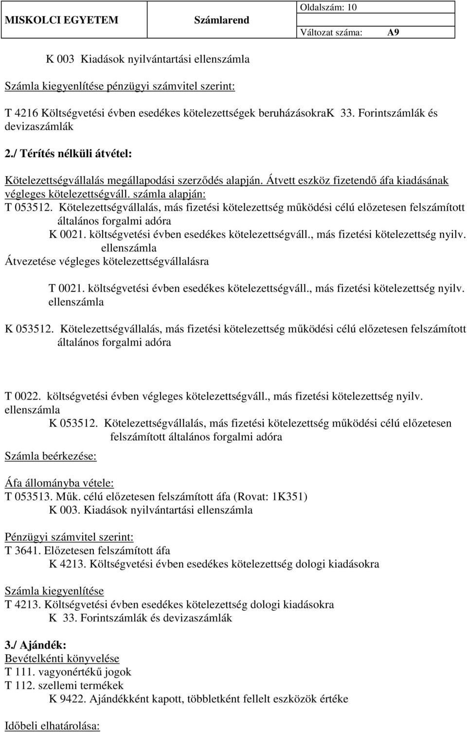 számla alapján: T 053512. Kötelezettségvállalás, más fizetési kötelezettség működési célú előzetesen felszámított általános forgalmi adóra K 0021. költségvetési évben esedékes kötelezettségváll.