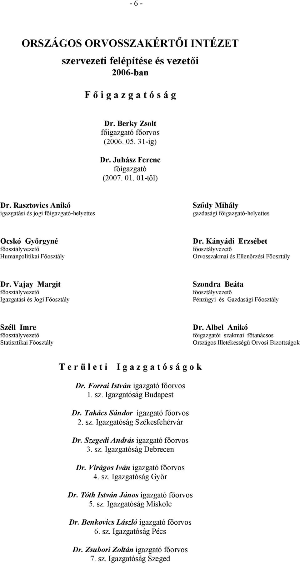 Kányádi Erzsébet főosztályvezető Orvosszakmai és Ellenőrzési Főosztály Dr.