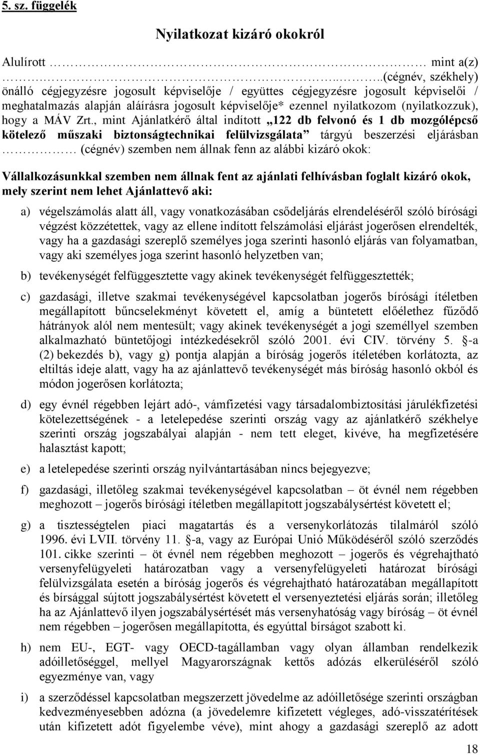 hogy a MÁV Zrt.