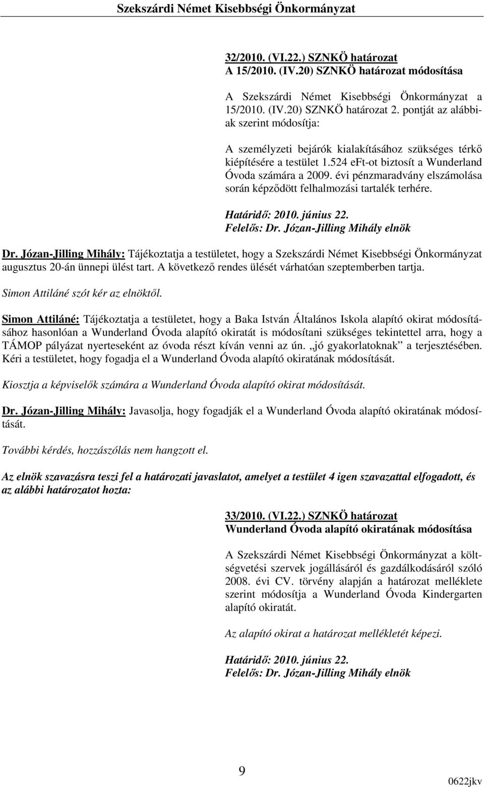 évi pénzmaradvány elszámolása során képzıdött felhalmozási tartalék terhére. Dr.