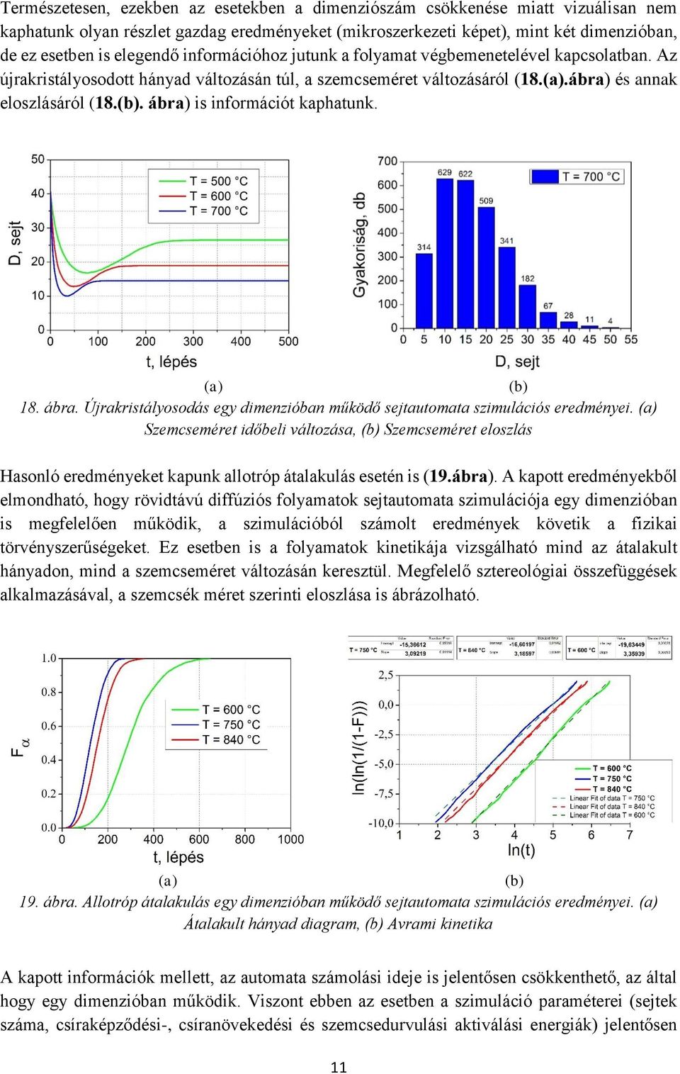 . ábra) is információt kaphatunk. 18. ábra. Újrakristályosodás egy dimenzióban működő sejtautomata szimulációs eredményei.