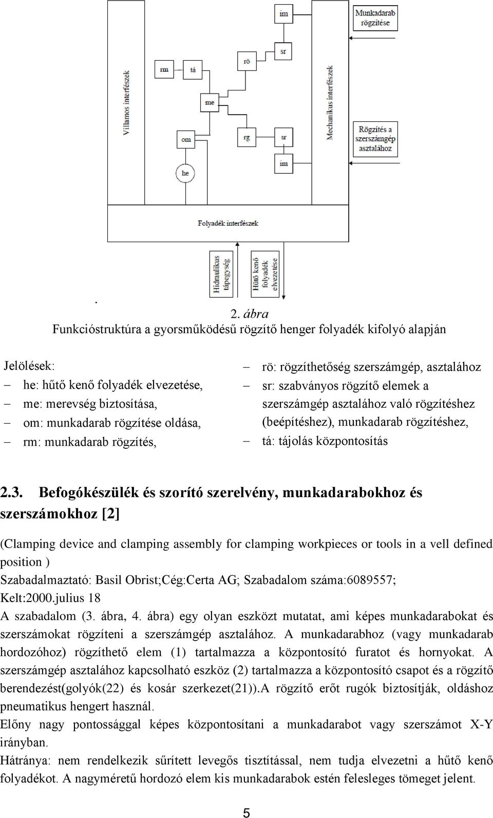 2.3. Befogókészülék és szorító szerelvény, munkadarabokhoz és szerszámokhoz [2] (Clamping device and clamping assembly for clamping workpieces or tools in a vell defined position ) Szabadalmaztató:
