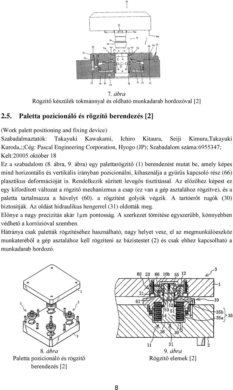 Corporation, Hyogo (JP); Szabadalom száma:6955347; Kelt:20005.október 18 Ez a szabadalom (8. ábra, 9.