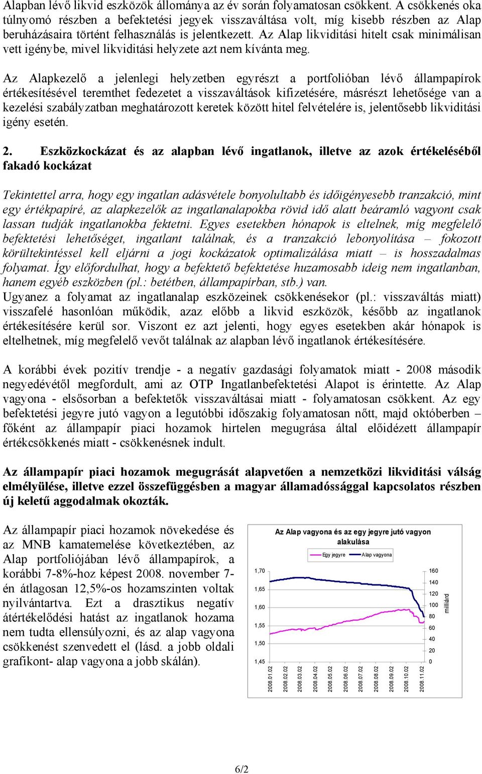 Az Alap likviditási hitelt csak minimálisan vett igénybe, mivel likviditási helyzete azt nem kívánta meg.