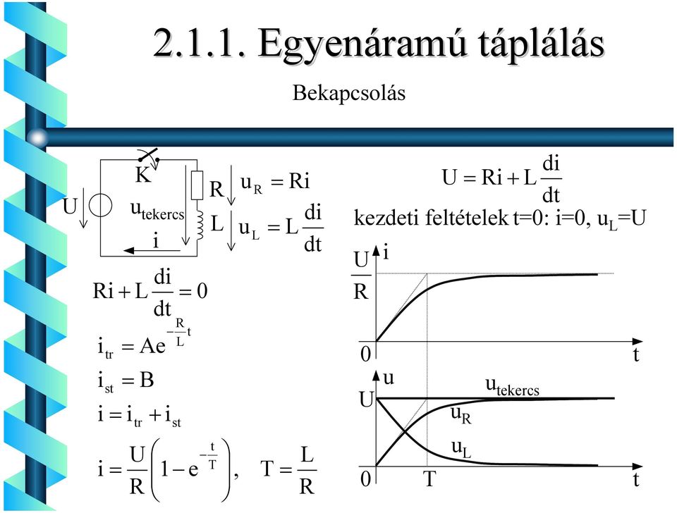 e L t T, u d u L L dt T L d U + L dt kezdet