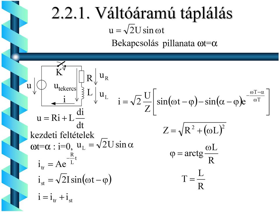 ωtα :, u L Usn α tr Ae st t L Isn t tr + st ( ω ϕ) U Z