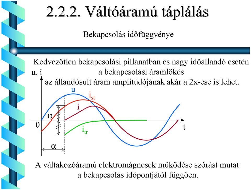 állandósult áram ampltúdójának akár a x-ese s lehet.
