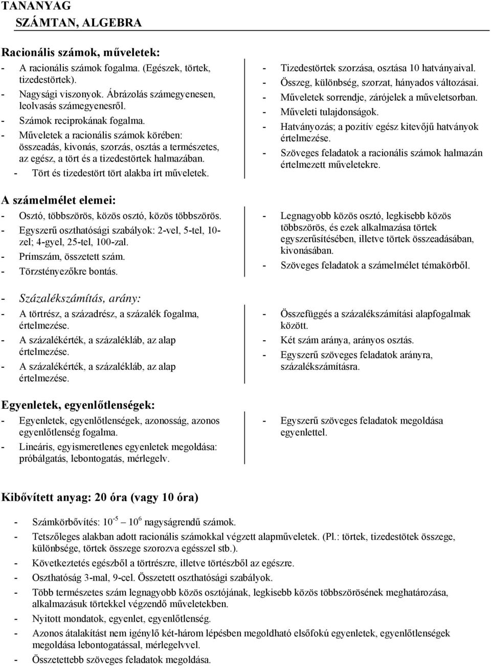 - Tört és tizedestört tört alakba írt műveletek. A számelmélet elemei: - Osztó, többszörös, közös osztó, közös többszörös.