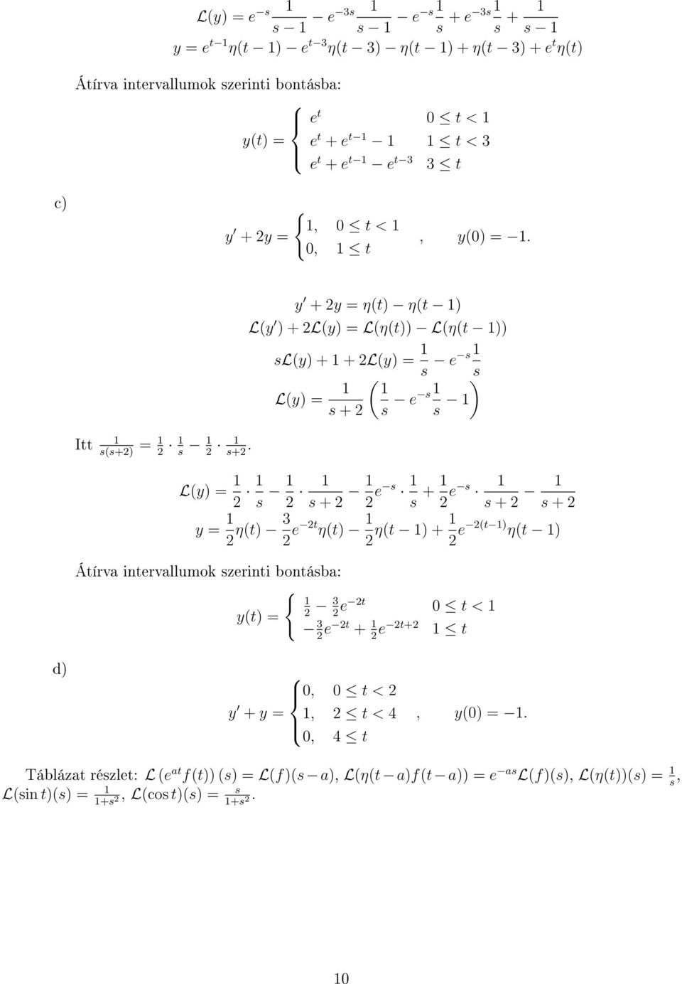 L(y) = 2 2 y + 2y = η(t) η(t ) L(y ) + 2L(y) = L(η(t)) L(η(t )) L(y) + + 2L(y) = e L(y) = ( + 2 ) e + 2 2 e + 2 e + 2 + 2 y = 2 η(t) 3 2 e 2t η(t) 2 η(t ) + 2