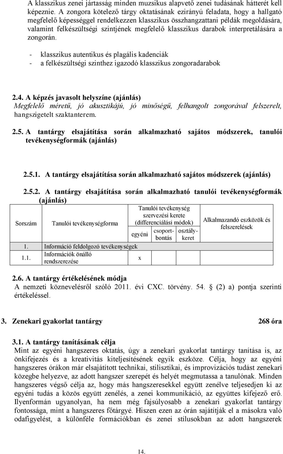 klasszikus darabok interpretálására a zongorán. - klasszikus autentikus és plagális kadenciák - a felkészültségi szinthez igazodó klasszikus zongoradarabok 2.4.