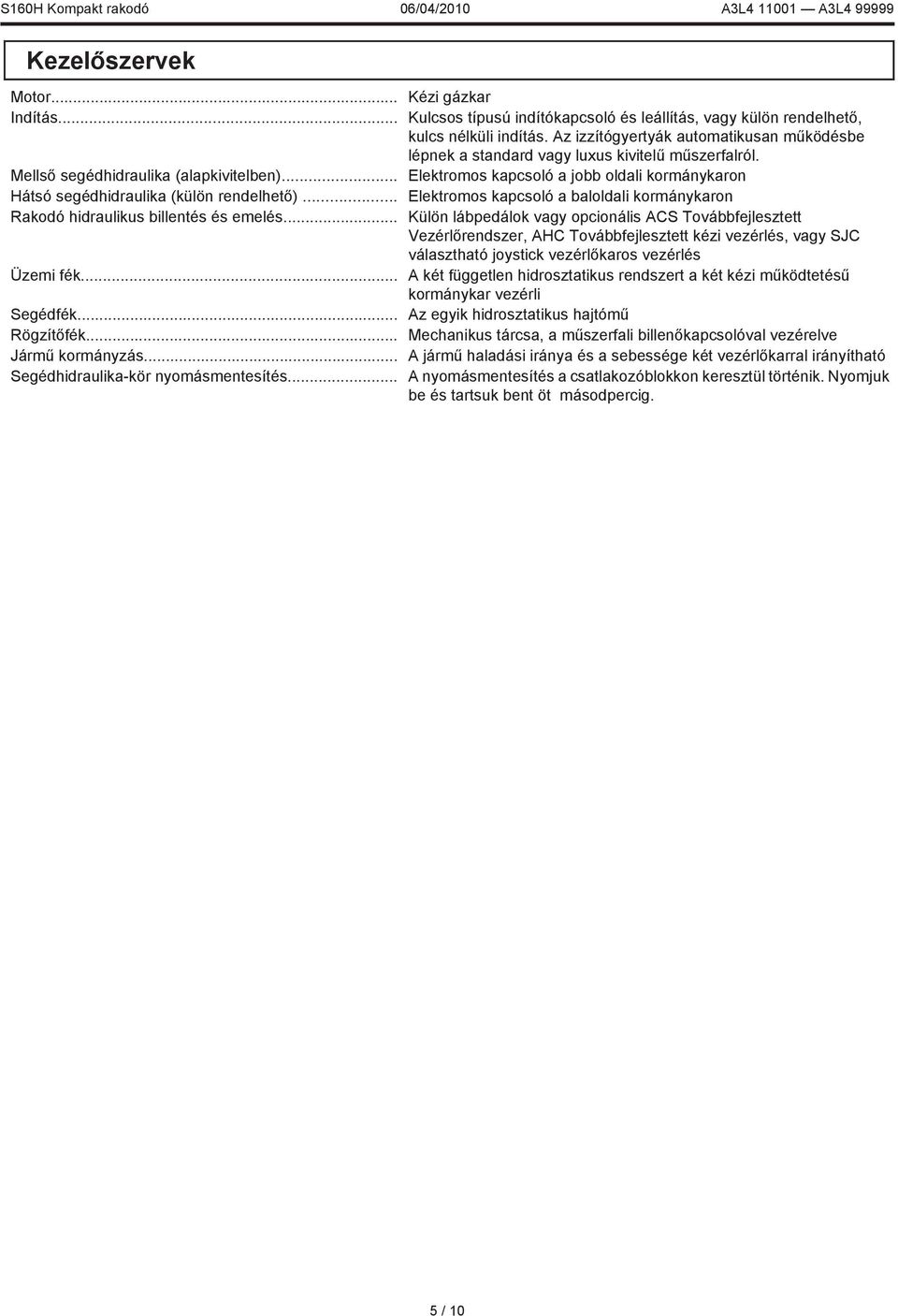 .. Elektromos kapcsoló a jobb oldali kormánykaron Hátsó segédhidraulika (külön rendelhető)... Elektromos kapcsoló a baloldali kormánykaron Rakodó hidraulikus billentés és emelés.